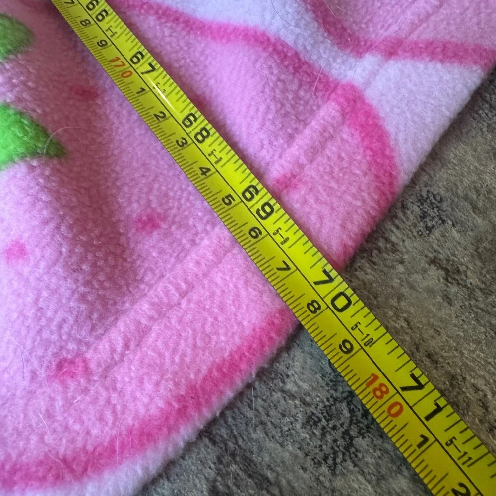 Vintage Y2K 2004 Strawberry Shortcake Pink Fleece Throw Blanket Girls Kids 70x80
